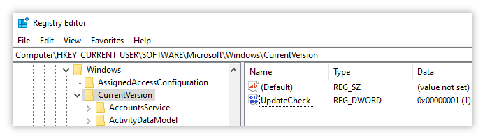 注册表中的 UpdateCheck 键值.png